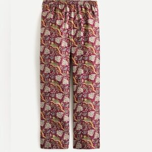 J Crew Collection Pants Womens  Red 100% Silk Wide Relaxed Pull On Leopard